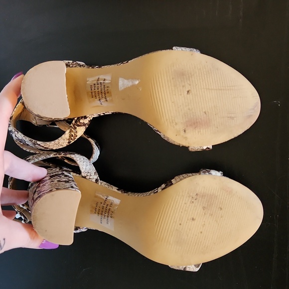 Express Snakeskin Chunky Heel Platform Brown Tan Night Out Cute Shoes - Picture 3 of 4